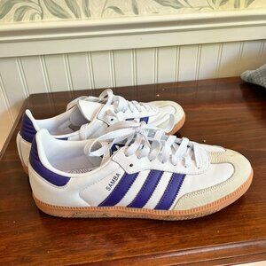 Adidas Sambas white and purple womens 8